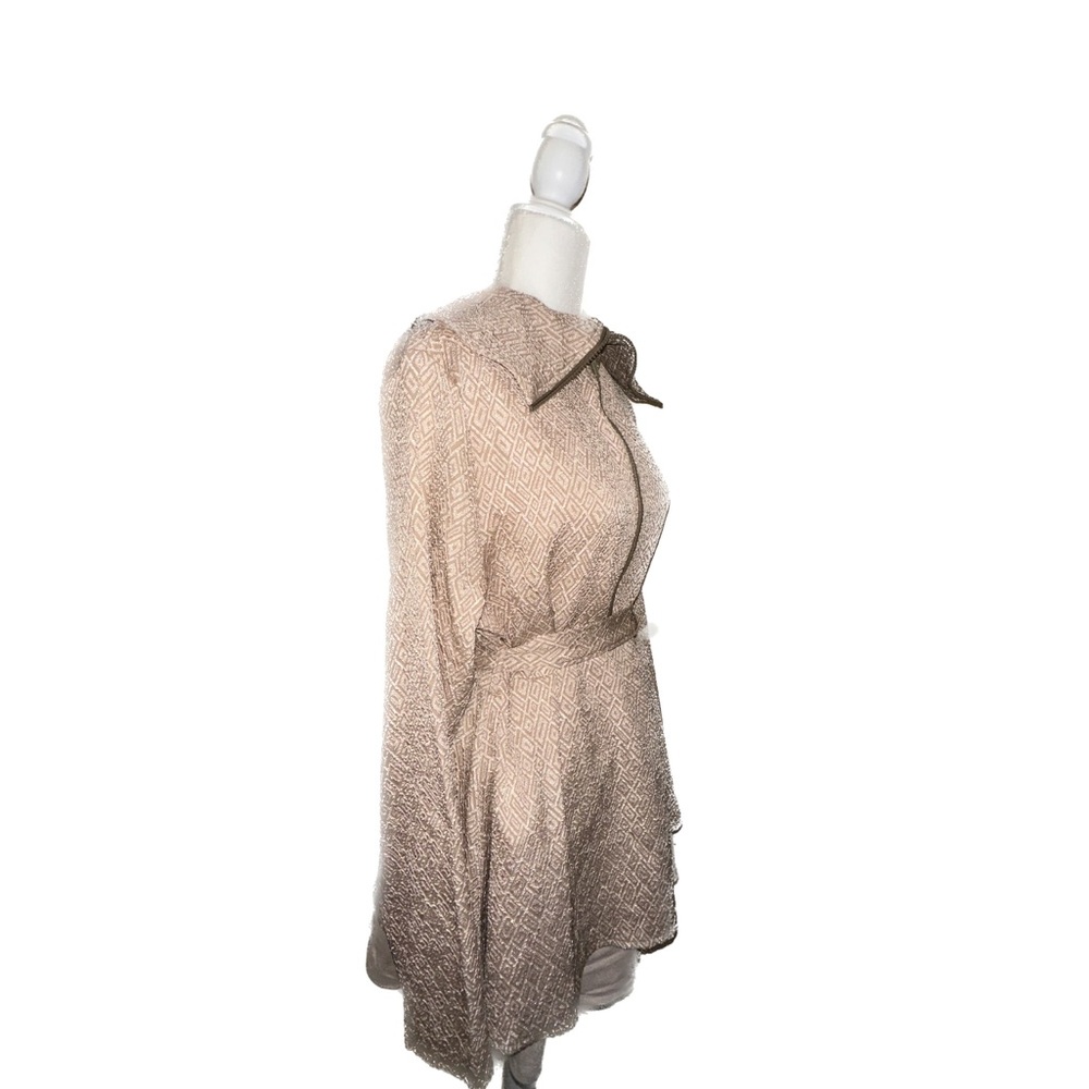 NEW - SHEIN - XL(12) | Geo Pattern Foldover Collar Layer Hem Belted Coat - Picture 10 of 11